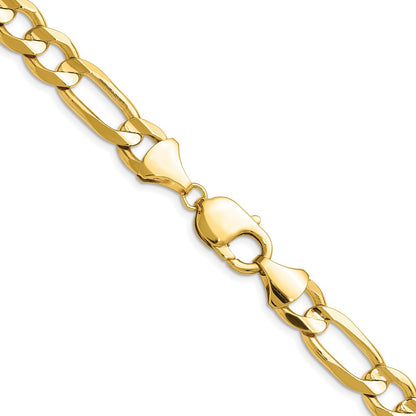 14k Yellow Gold 10.0mm Concave Open Figaro Chain Necklace