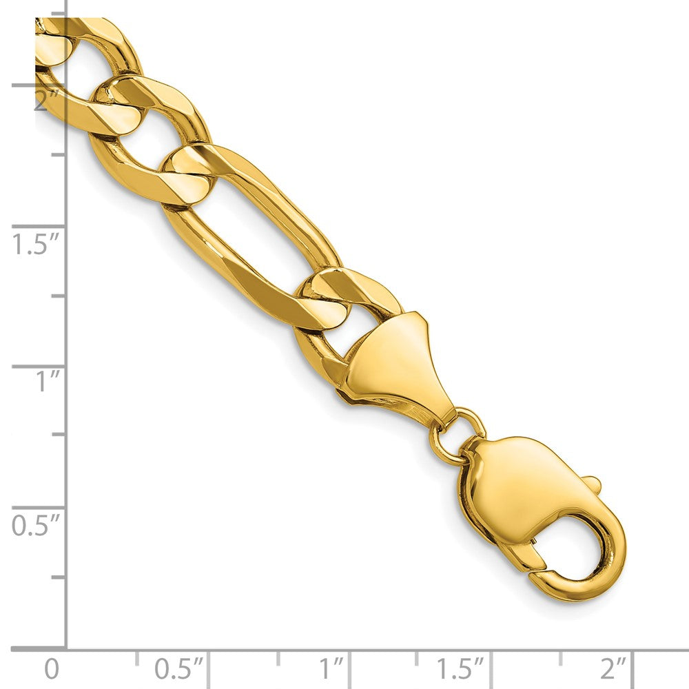 14k Yellow Gold 10.0mm Concave Open Figaro Chain Necklace