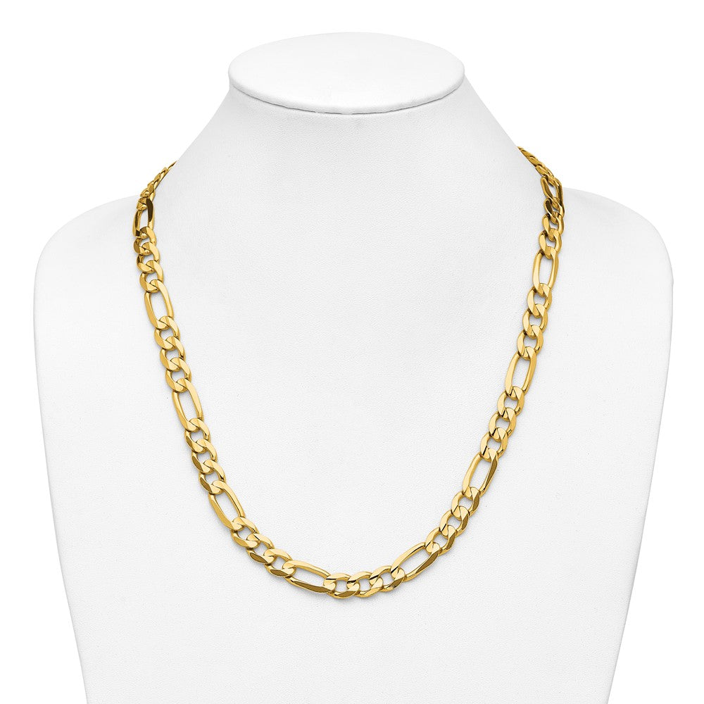 14k Yellow Gold 10.0mm Concave Open Figaro Chain Necklace