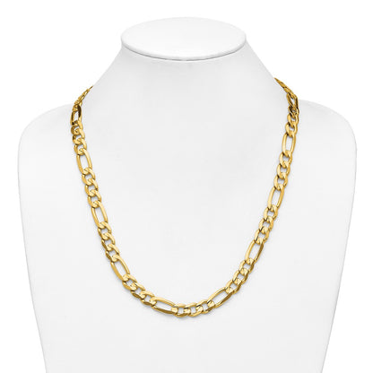 14k Yellow Gold 10.0mm Concave Open Figaro Chain Necklace