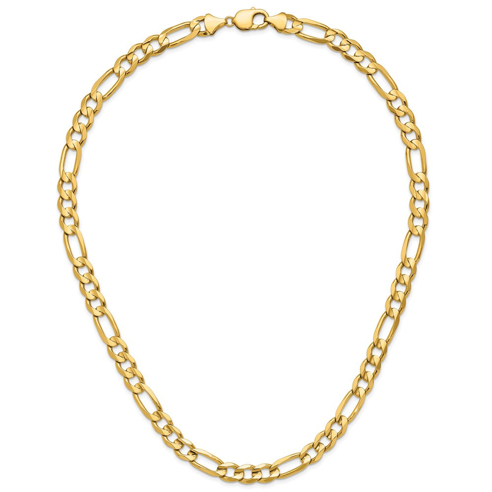 14k Yellow Gold 10.0mm Concave Open Figaro Chain Necklace