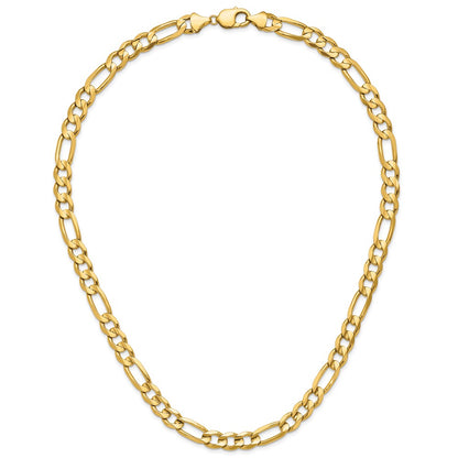 14k Yellow Gold 10.0mm Concave Open Figaro Chain Necklace