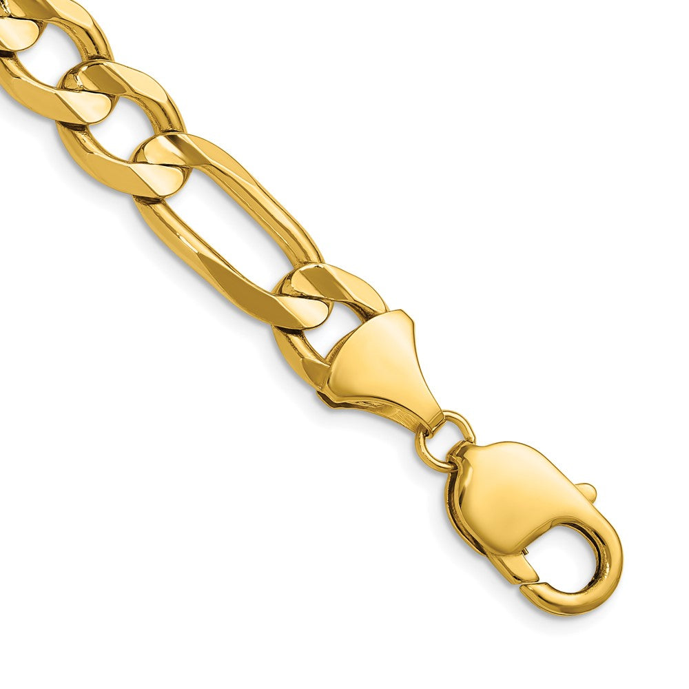 14k Yellow Gold 10.0mm Concave Open Figaro Chain Necklace