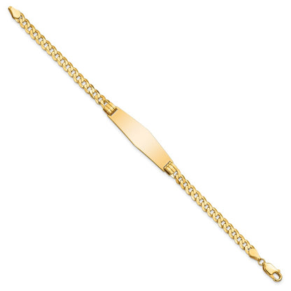8 Inch 14K Curb Link Soft Diamond Shape Id Bracelet