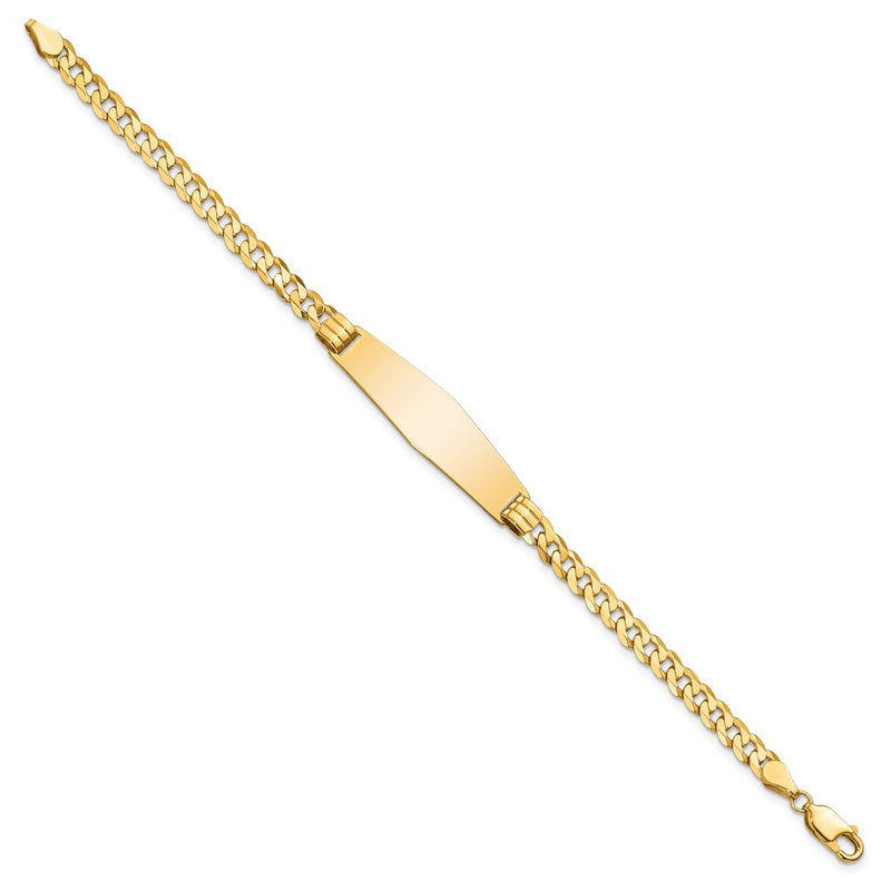 8 Inch 14K Curb Link Soft Diamond Shape Id Bracelet