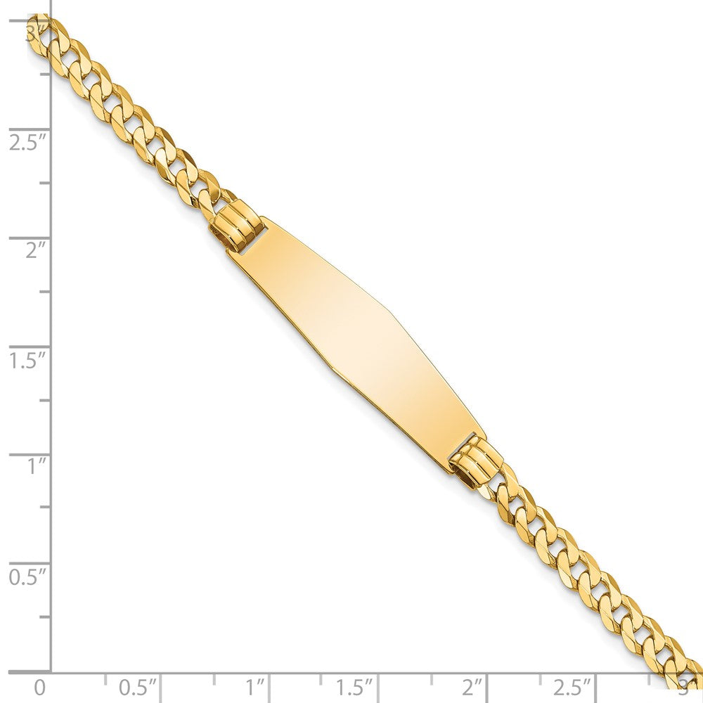 8 Inch 14K Curb Link Soft Diamond Shape Id Bracelet