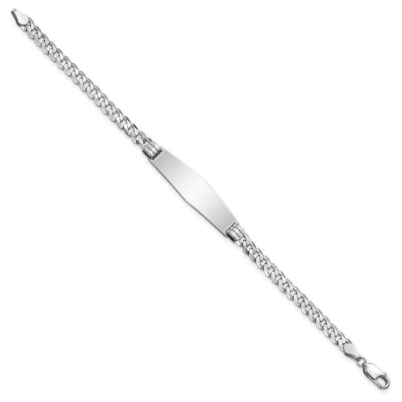 7 Inch 14K Wg Flat Curb Link Soft Diamond Shape Id Bracelet