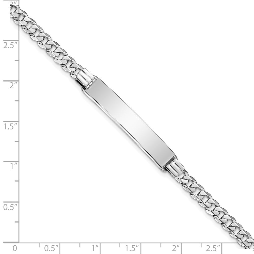 8 Inch 14K Wg Flat Curb Link Id Bracelet