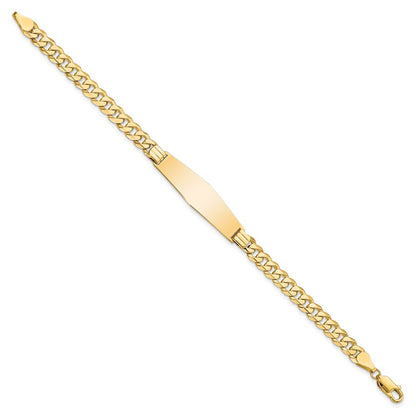 8 Inch 14K Curb Link Soft Diamond Shape Id Bracelet