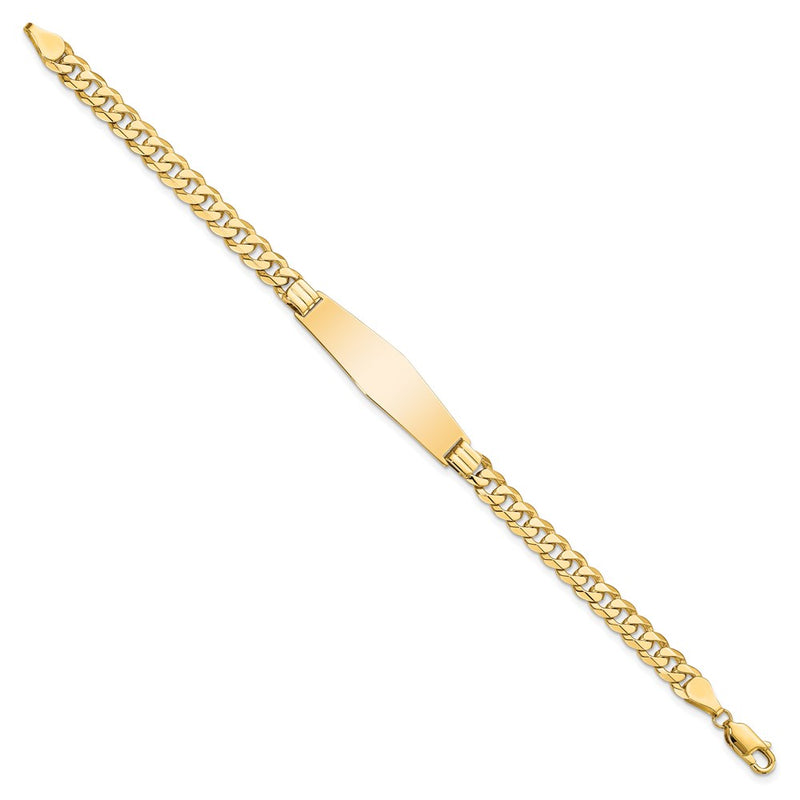 8 Inch 14K Curb Link Soft Diamond Shape Id Bracelet