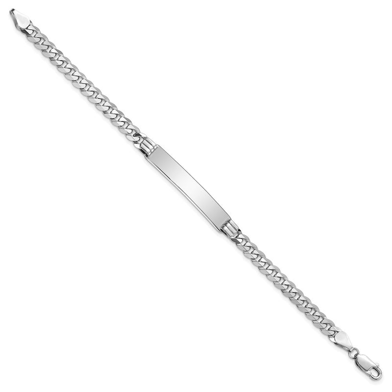8 Inch 14K Wg Flat Curb Link Id Bracelet