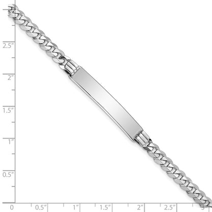 8 Inch 14K Wg Flat Curb Link Id Bracelet