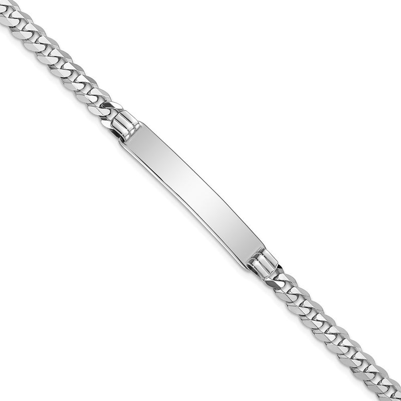 8 Inch 14K Wg Flat Curb Link Id Bracelet