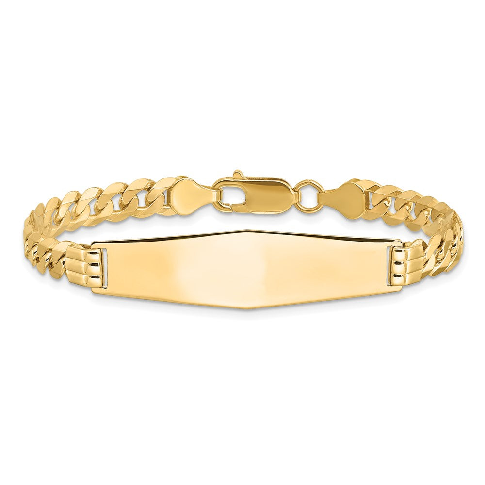 8 Inch 14K Curb Link Soft Diamond Shape Id Bracelet