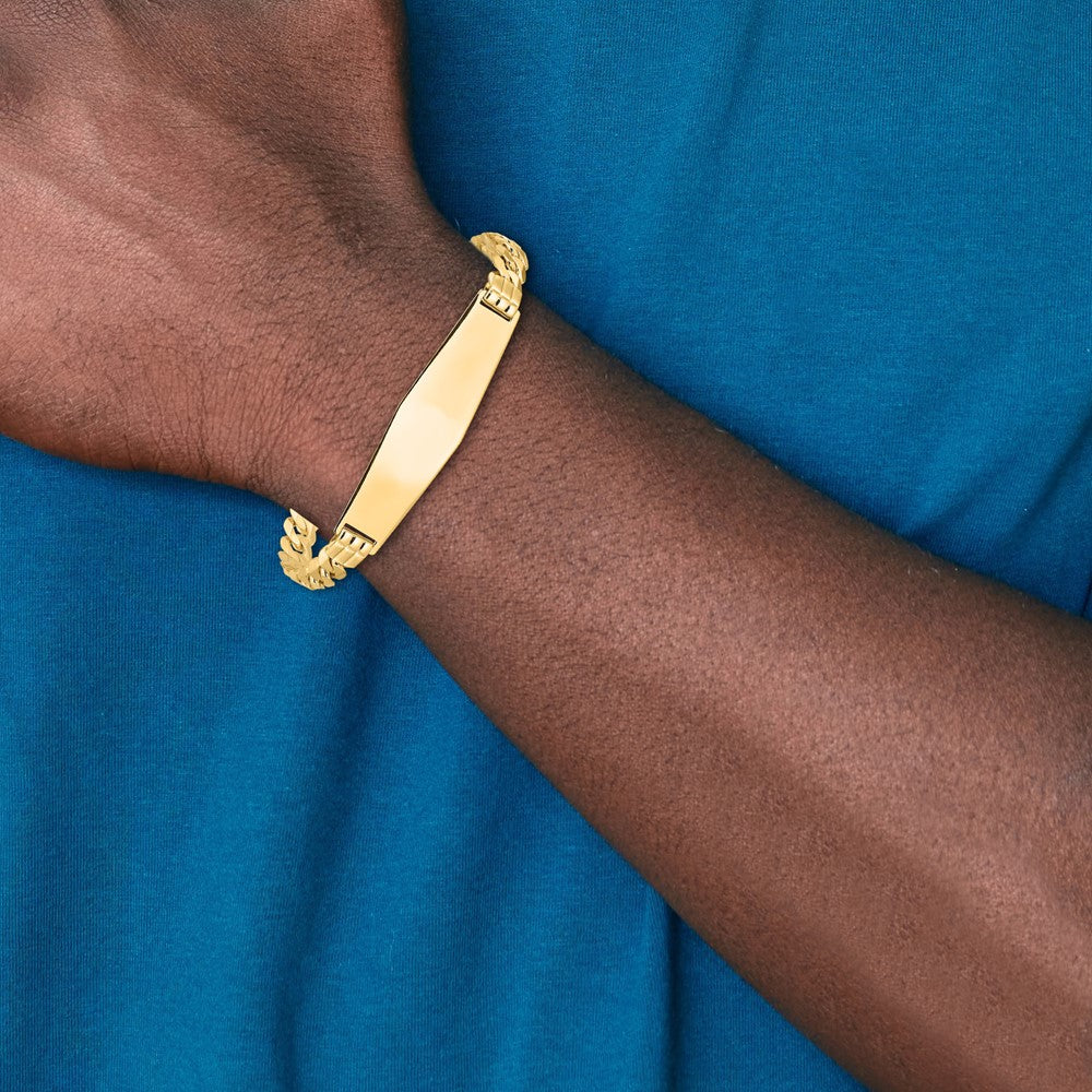8 Inch 14K Curb Link Soft Diamond Shape Id Bracelet