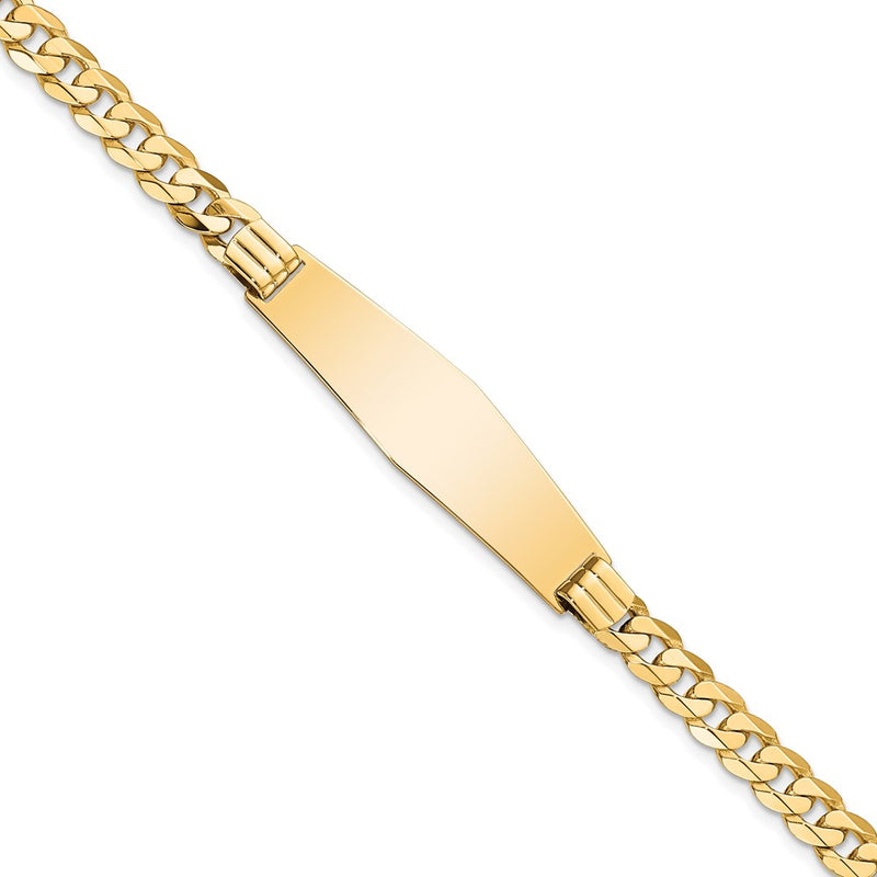 8 Inch 14K Curb Link Soft Diamond Shape Id Bracelet
