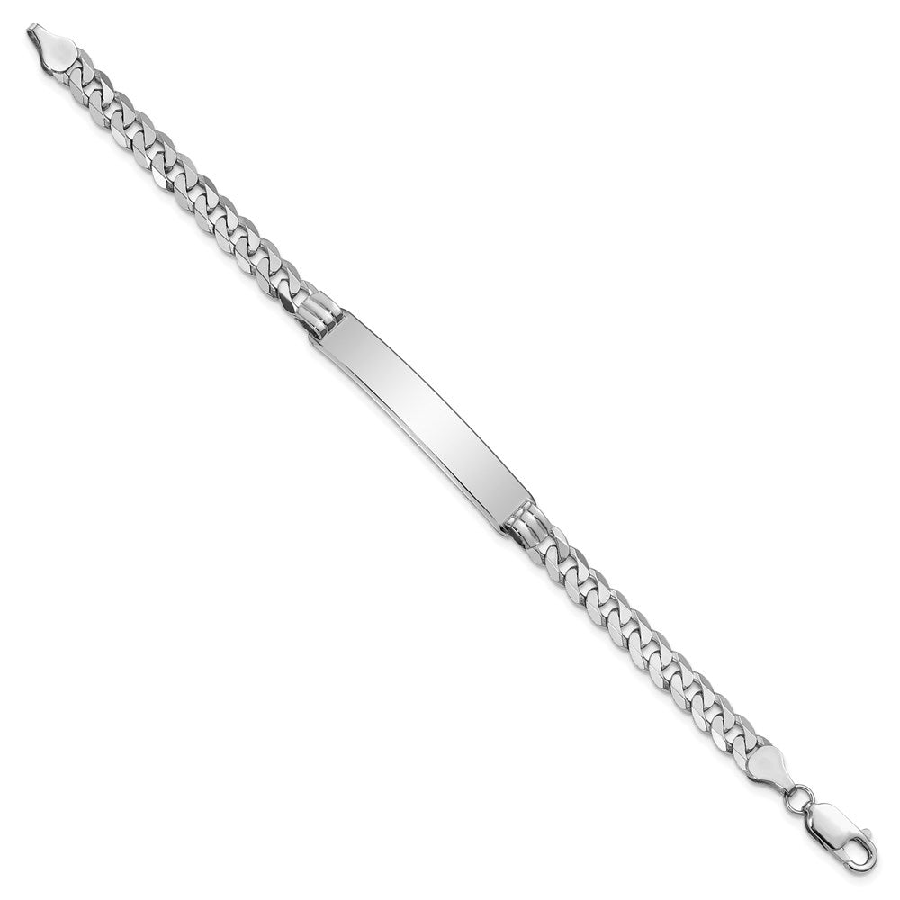 8 Inch 14K Wg Flat Curb Link Id Bracelet