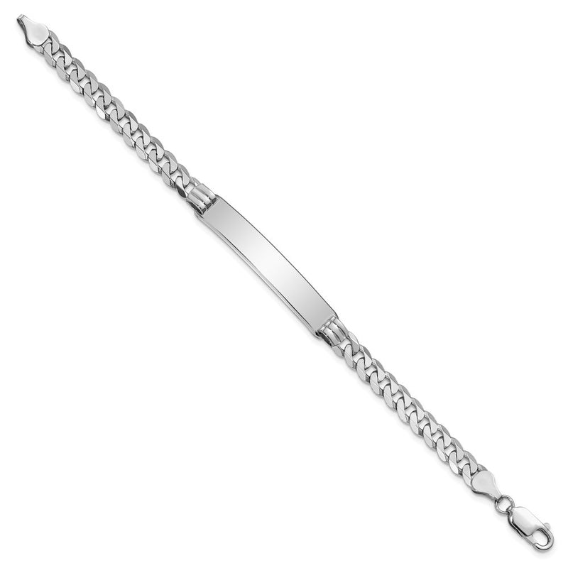 8 Inch 14K Wg Flat Curb Link Id Bracelet