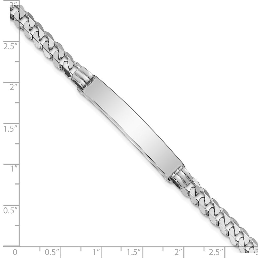 8 Inch 14K Wg Flat Curb Link Id Bracelet