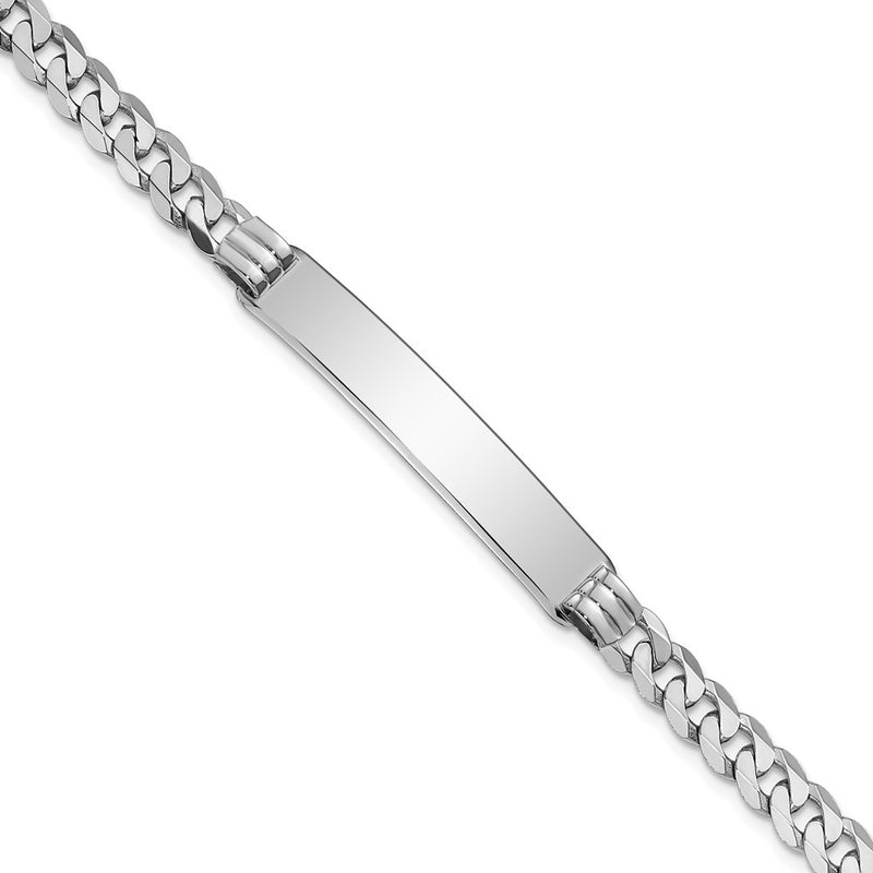 8 Inch 14K Wg Flat Curb Link Id Bracelet