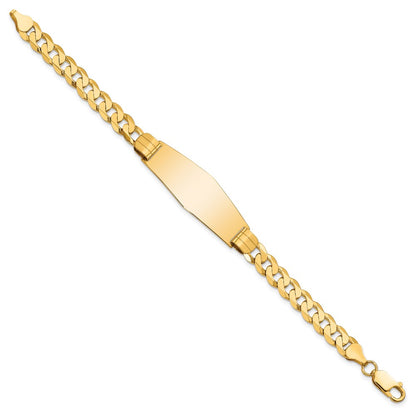 8 Inch 14K Curb Link Soft Diamond Shape Id Bracelet