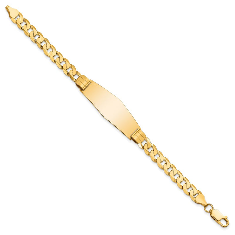8 Inch 14K Curb Link Soft Diamond Shape Id Bracelet