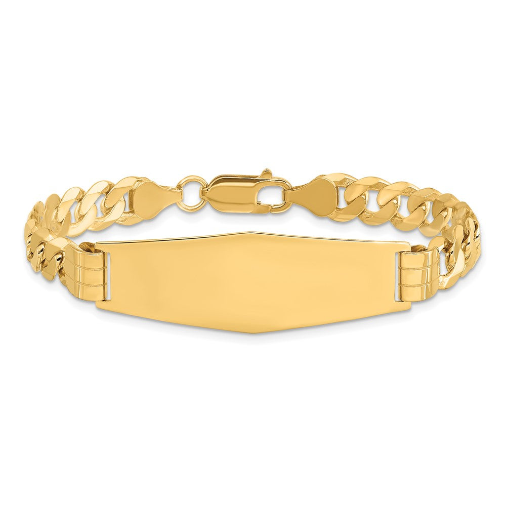 8 Inch 14K Curb Link Soft Diamond Shape Id Bracelet