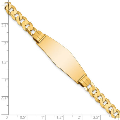 8 Inch 14K Curb Link Soft Diamond Shape Id Bracelet
