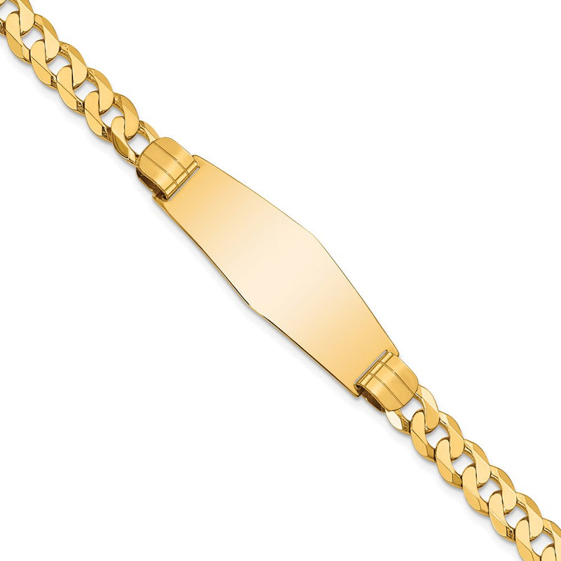 8 Inch 14K Curb Link Soft Diamond Shape Id Bracelet