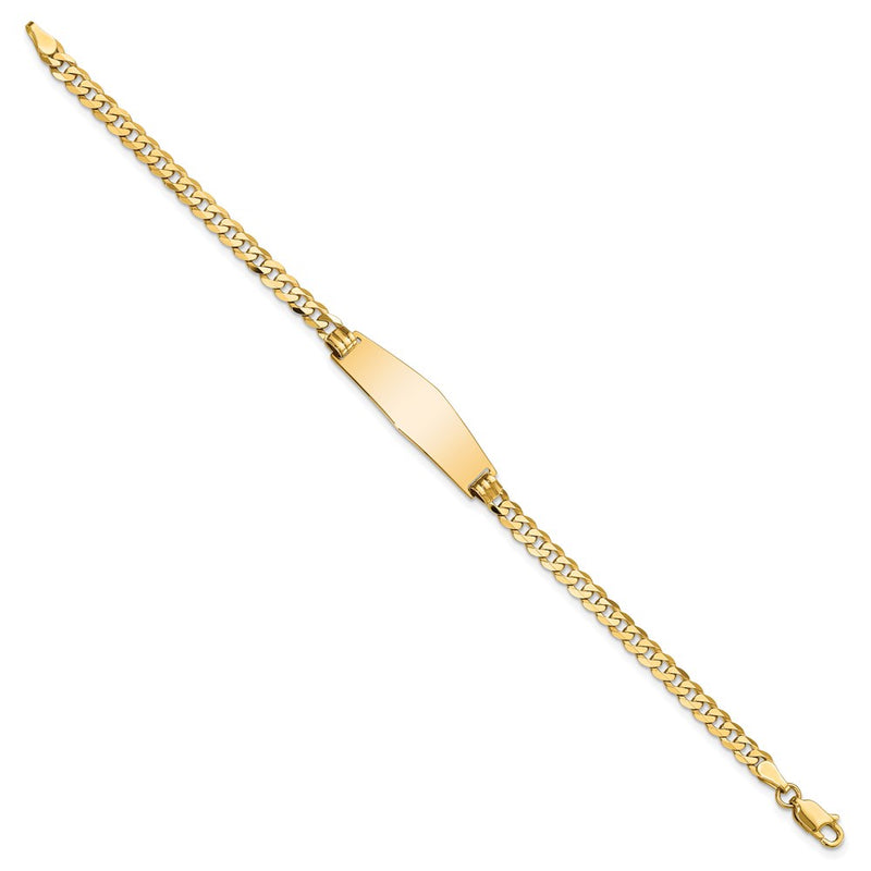 8 Inch 14K Soft Diamond Shape Flat Curb Link Id Bracelet