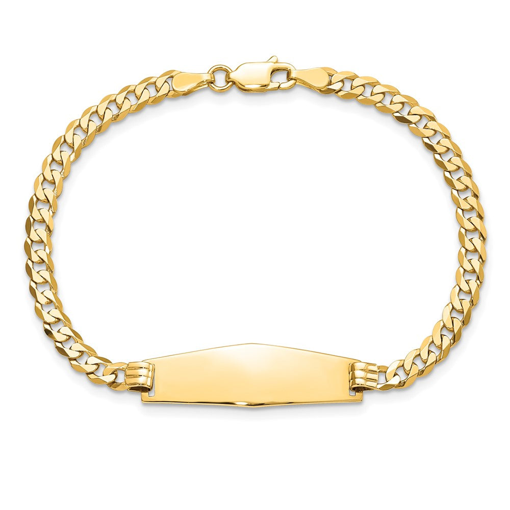 8 Inch 14K Soft Diamond Shape Flat Curb Link Id Bracelet