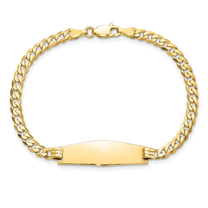 8 Inch 14K Soft Diamond Shape Flat Curb Link Id Bracelet