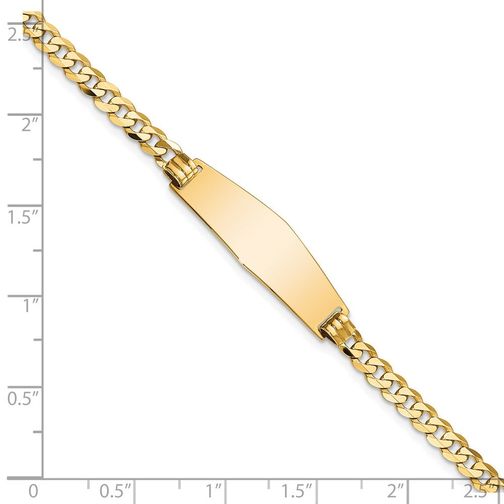 8 Inch 14K Soft Diamond Shape Flat Curb Link Id Bracelet