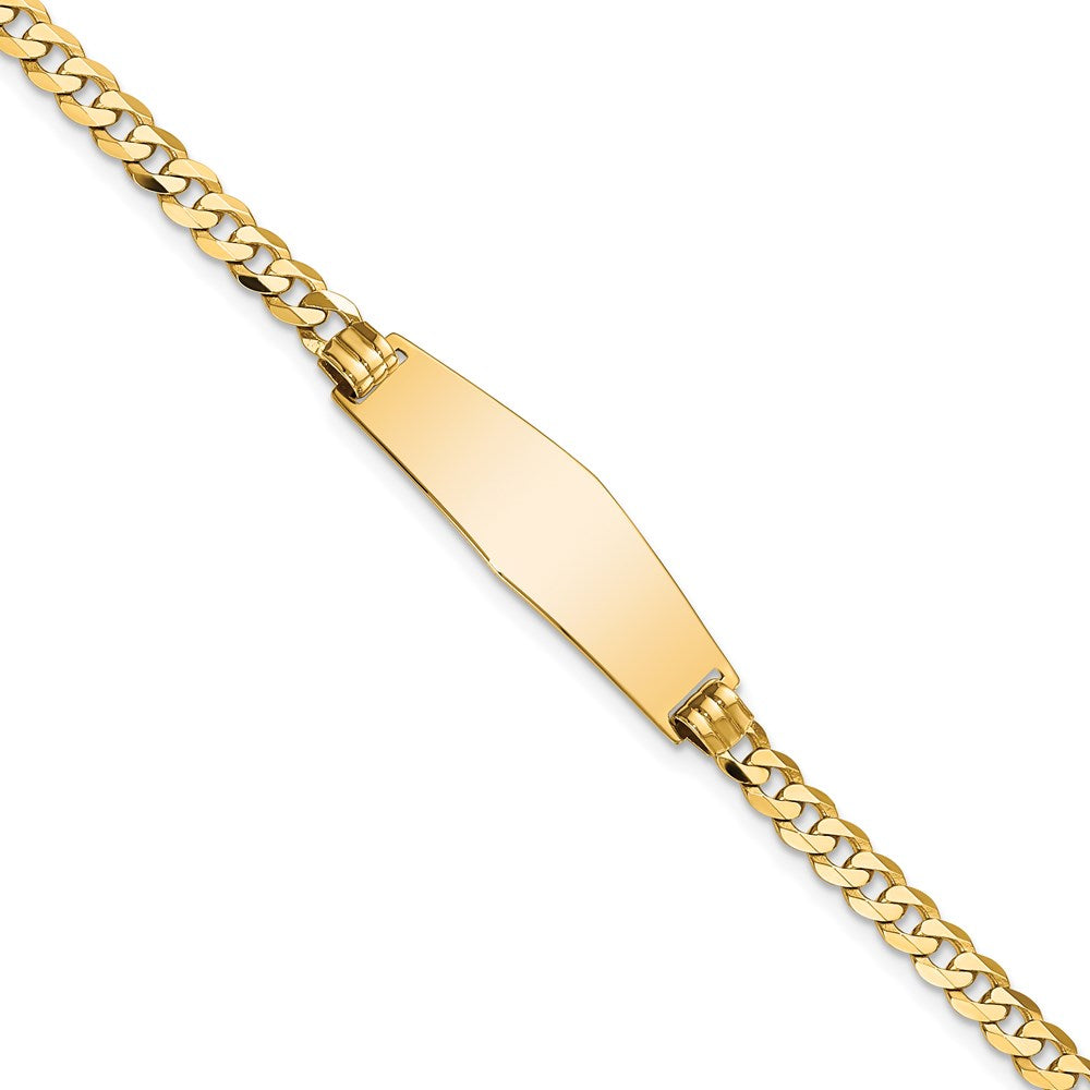 8 Inch 14K Soft Diamond Shape Flat Curb Link Id Bracelet