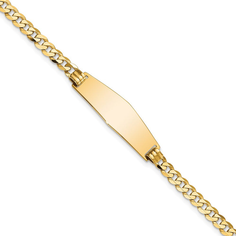 8 Inch 14K Soft Diamond Shape Flat Curb Link Id Bracelet