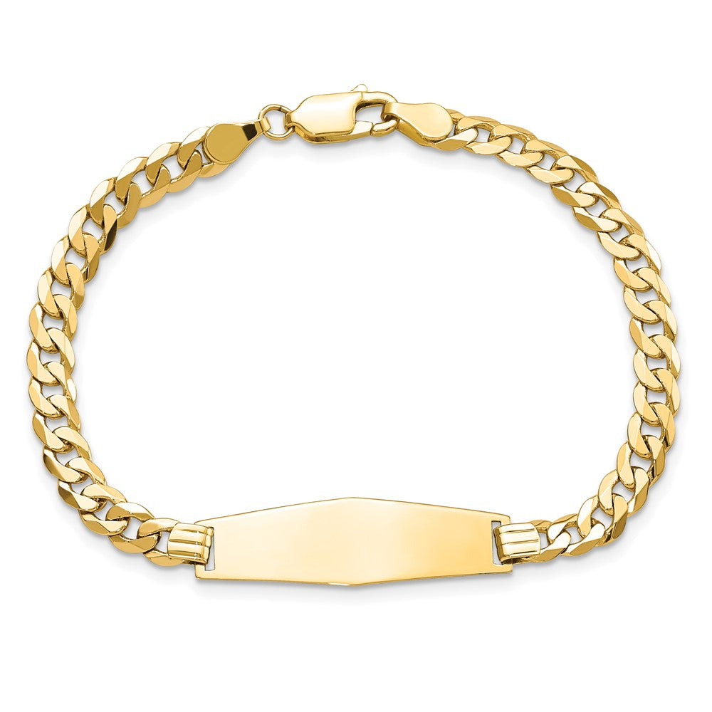 8 Inch 14K Soft Diamond Shape Flat Curb Link Id Bracelet