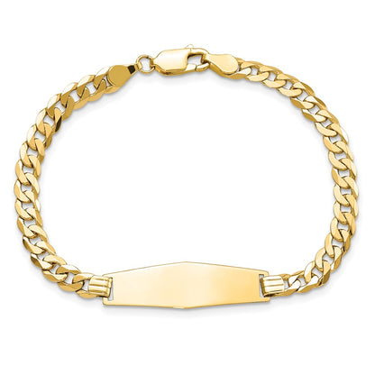 8 Inch 14K Soft Diamond Shape Flat Curb Link Id Bracelet