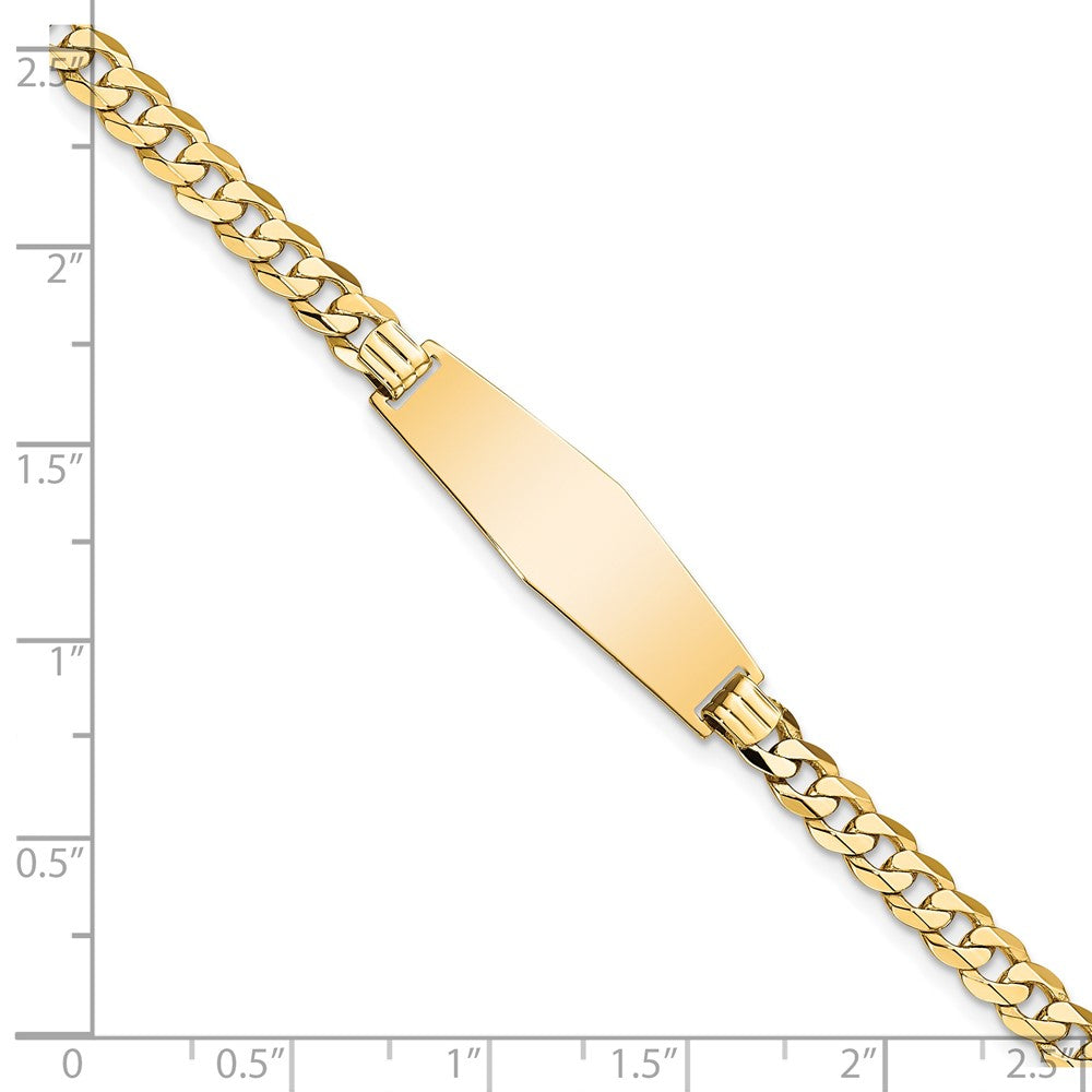 8 Inch 14K Soft Diamond Shape Flat Curb Link Id Bracelet
