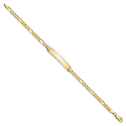 8 Inch 14K Flat Figaro Link Id Bracelet
