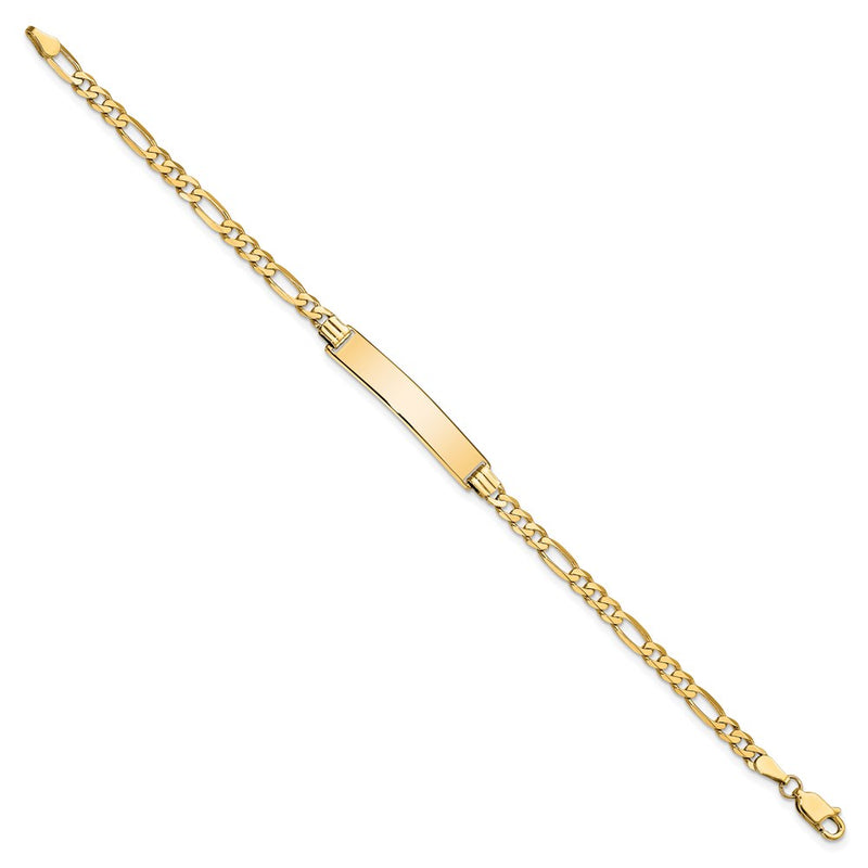 8 Inch 14K Flat Figaro Link Id Bracelet
