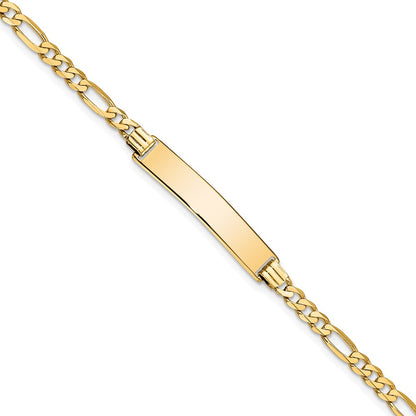 8 Inch 14K Flat Figaro Link Id Bracelet