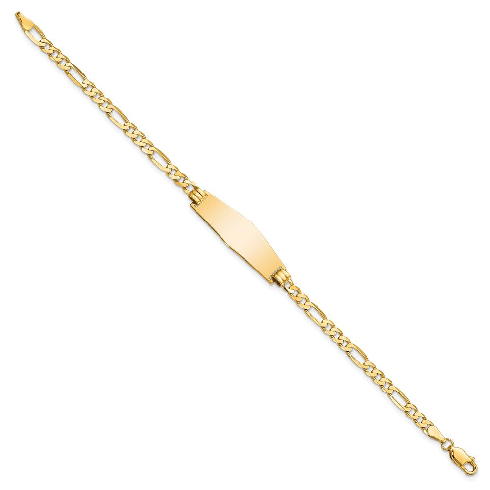 8 Inch 14K Soft Diamond Shape Flat Figaro Link Id Bracelet