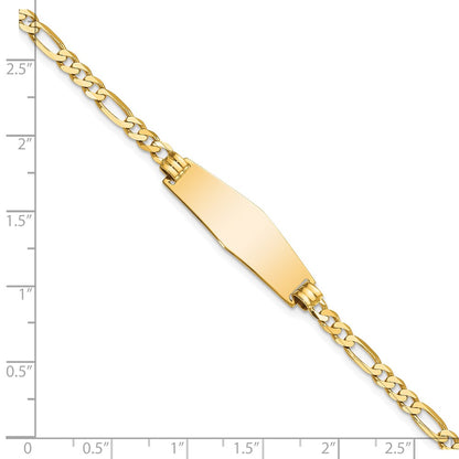 8 Inch 14K Soft Diamond Shape Flat Figaro Link Id Bracelet