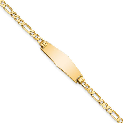8 Inch 14K Soft Diamond Shape Flat Figaro Link Id Bracelet