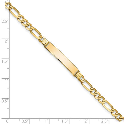 8 Inch 14K Flat Figaro Link Id Bracelet