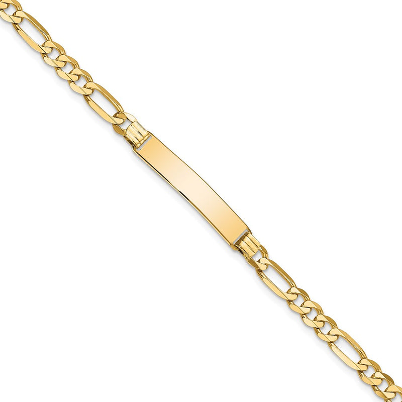8 Inch 14K Flat Figaro Link Id Bracelet