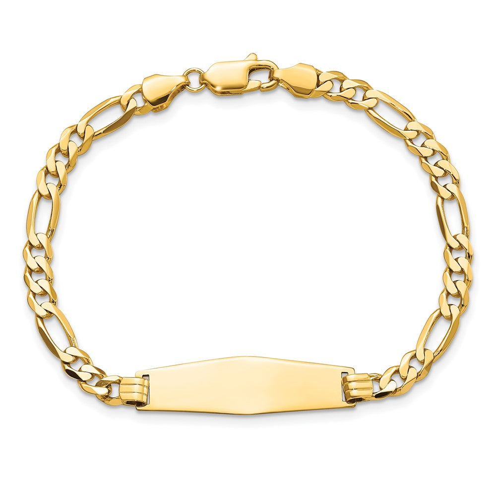 8 Inch 14K Soft Diamond Shape Flat Figaro Link Id Bracelet