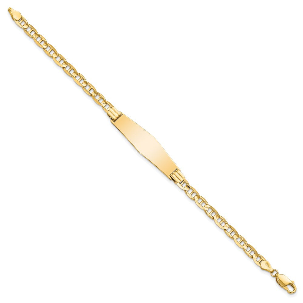 8 Inch 14K Anchor Link Soft Diamond Shape Id Bracelet