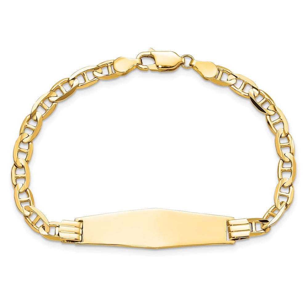 8 Inch 14K Anchor Link Soft Diamond Shape Id Bracelet