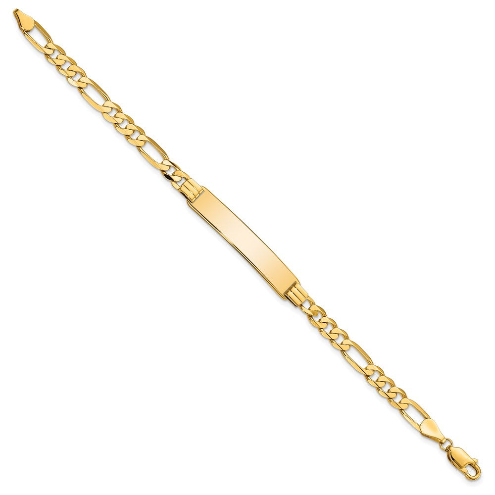 8 Inch 14K Flat Figaro Link Id Bracelet